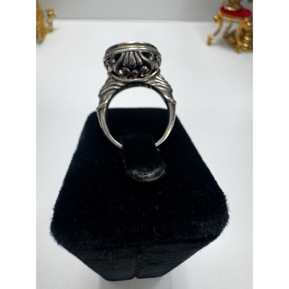 EFFY Luxury 925 Sterling Silver & 14K Gold Black Onyx Ring Sz 8.75 Ornate Signed - Picture 7 of 16